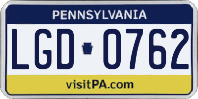 PA license plate LGD0762