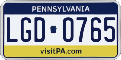 PA license plate LGD0765