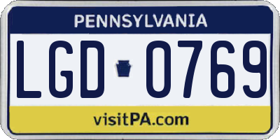 PA license plate LGD0769