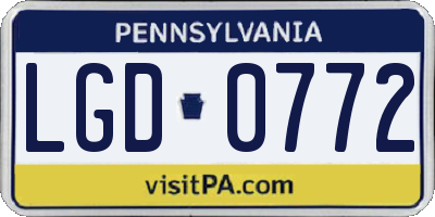 PA license plate LGD0772