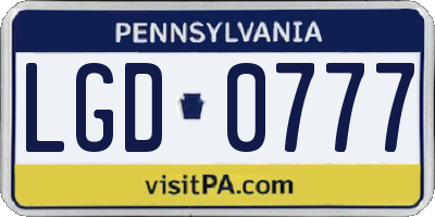 PA license plate LGD0777