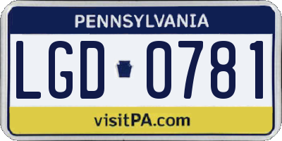 PA license plate LGD0781