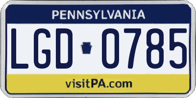 PA license plate LGD0785