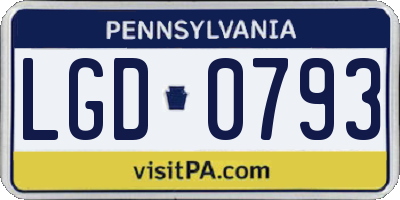 PA license plate LGD0793