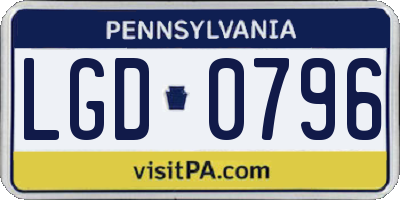 PA license plate LGD0796