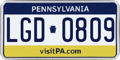 PA license plate LGD0809