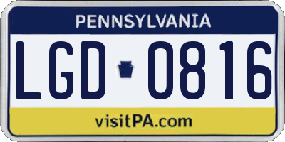 PA license plate LGD0816