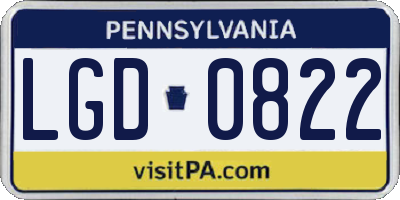 PA license plate LGD0822