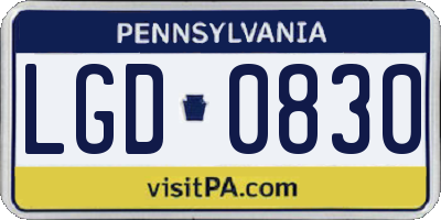 PA license plate LGD0830