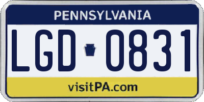 PA license plate LGD0831