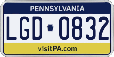 PA license plate LGD0832