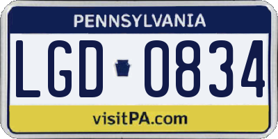 PA license plate LGD0834