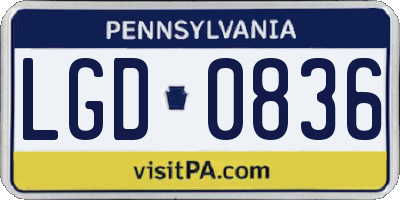 PA license plate LGD0836