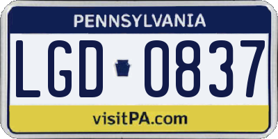 PA license plate LGD0837