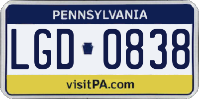 PA license plate LGD0838