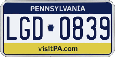 PA license plate LGD0839