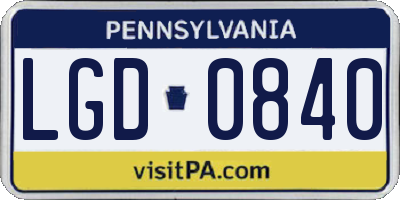 PA license plate LGD0840