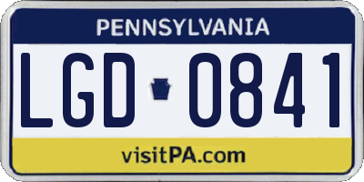 PA license plate LGD0841