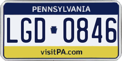 PA license plate LGD0846