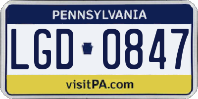 PA license plate LGD0847