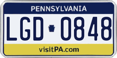 PA license plate LGD0848