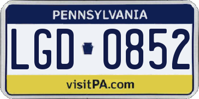 PA license plate LGD0852