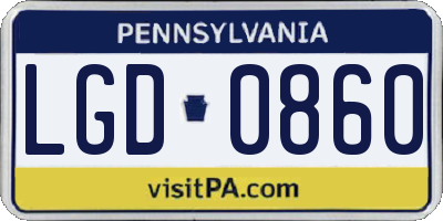 PA license plate LGD0860