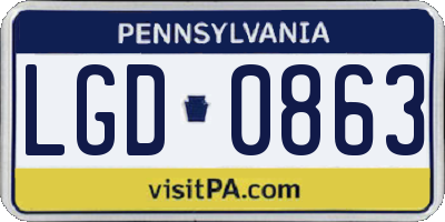 PA license plate LGD0863