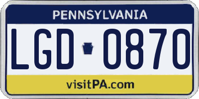 PA license plate LGD0870