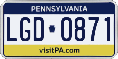 PA license plate LGD0871