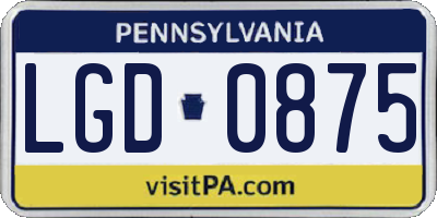 PA license plate LGD0875