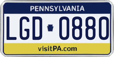 PA license plate LGD0880