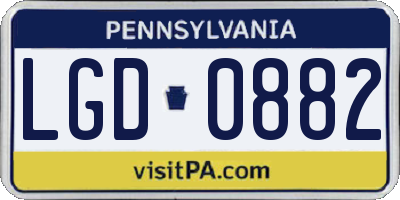 PA license plate LGD0882