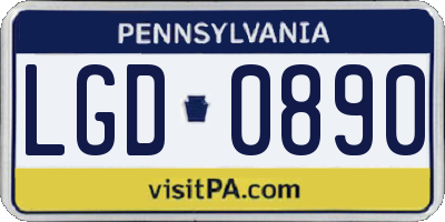 PA license plate LGD0890