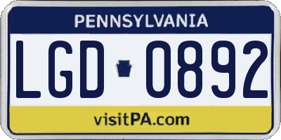 PA license plate LGD0892