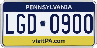 PA license plate LGD0900