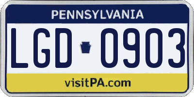 PA license plate LGD0903