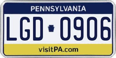 PA license plate LGD0906