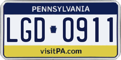 PA license plate LGD0911