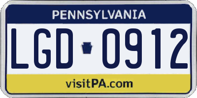 PA license plate LGD0912