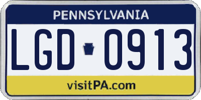 PA license plate LGD0913