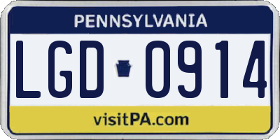 PA license plate LGD0914