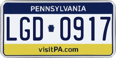 PA license plate LGD0917