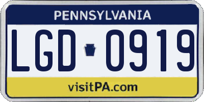 PA license plate LGD0919