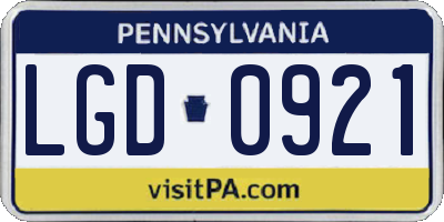 PA license plate LGD0921