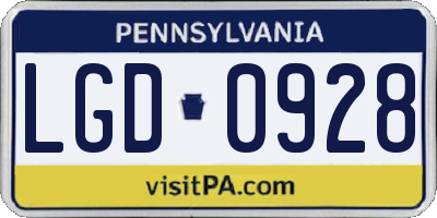 PA license plate LGD0928