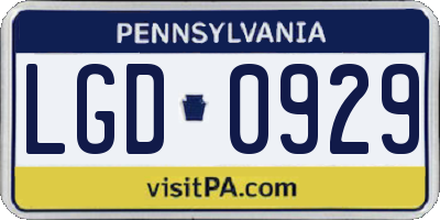 PA license plate LGD0929