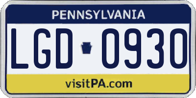 PA license plate LGD0930