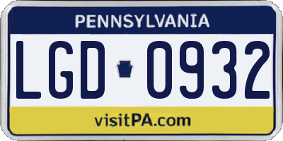 PA license plate LGD0932