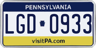 PA license plate LGD0933